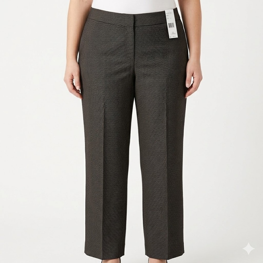 Lafayette 148 NWT wide leg black‎ micro pattern trouser pants Sz 16